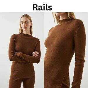 RAILS S Sweater Lounge Top Ribbed SOFT Cotton/Silk blend mock neck long sleeve